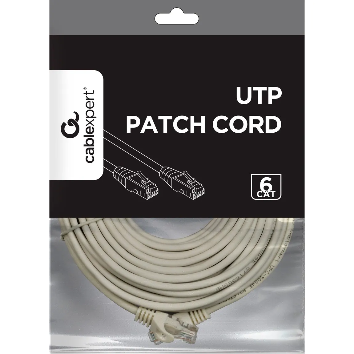 Патч-корд UTP Cablexpert (PP6U-CU-10M) Cat.6, литий, 50u" штекер із засувкою, 10 м, сірий - мініатюра 2