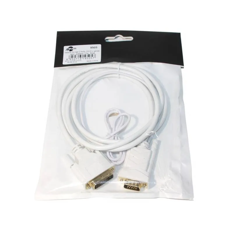 Кабель Atcom (9505) DVI-D - VGA, 1.8м, білий - зображення 1