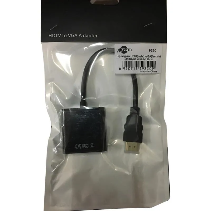 Адаптер Atcom HDMI - VGA (M/F),  0.1 м, Black (9220) - зображення 1