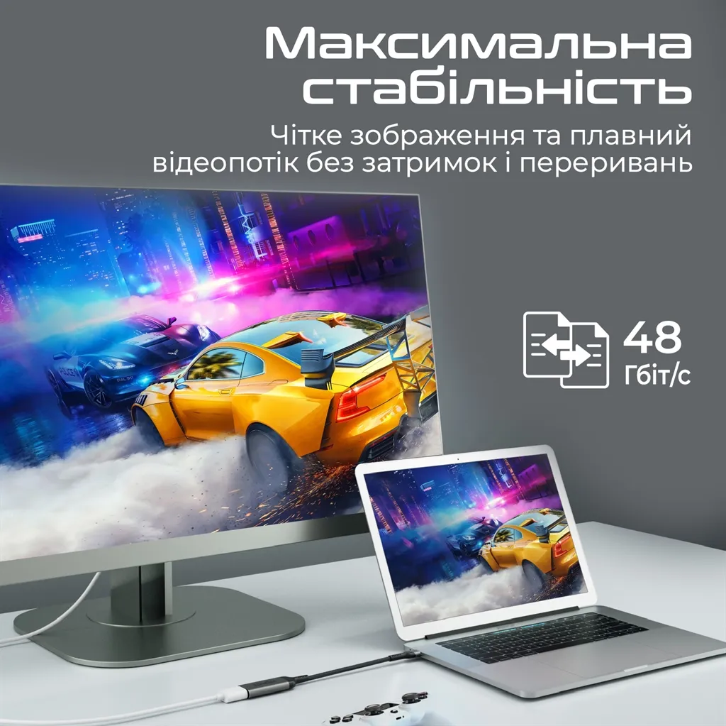 Адаптер Promate MediaLink-8K USB Type-C - HDMI (M/F) Grey - мініатюра 3