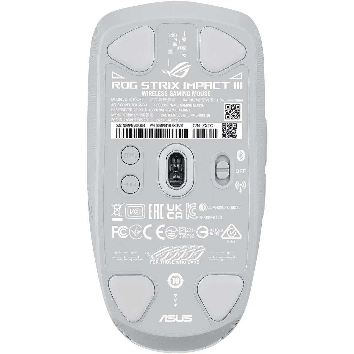 Миша бездротова Asus ROG Strix Impact III White (90MP03D0-BMUA10) - мініатюра 6