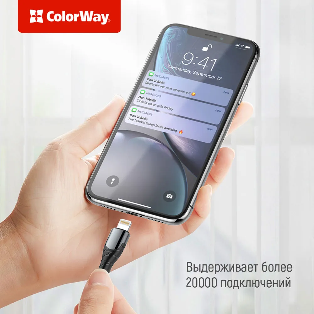 Кабель ColorWay USB-C - Lightning (M/M), PD Fast Charging, 3 А, 1 м, Grey (CW-CBPDCL033-GR) - мініатюра 5