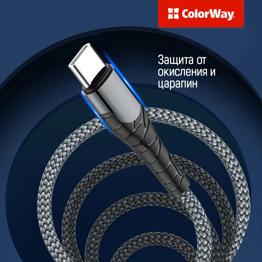 Кабель ColorWay USB-C - Lightning (M/M), PD Fast Charging, 3 А, 1 м, Grey (CW-CBPDCL033-GR) - мініатюра 7