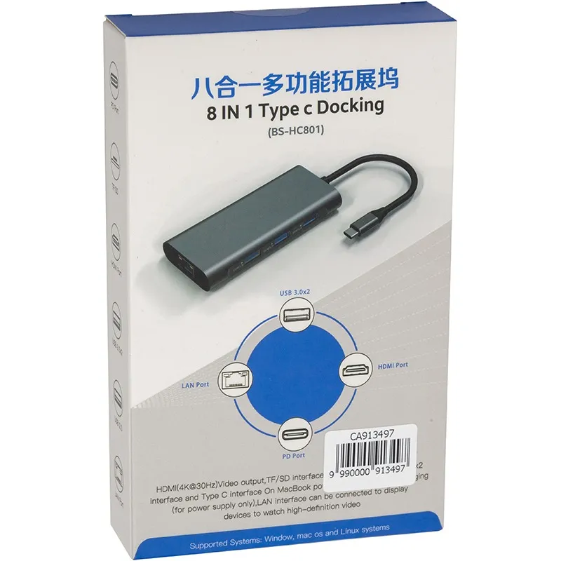 USB-хаб PowerPlant USB Type-C Grey (CA913497) - мініатюра 4