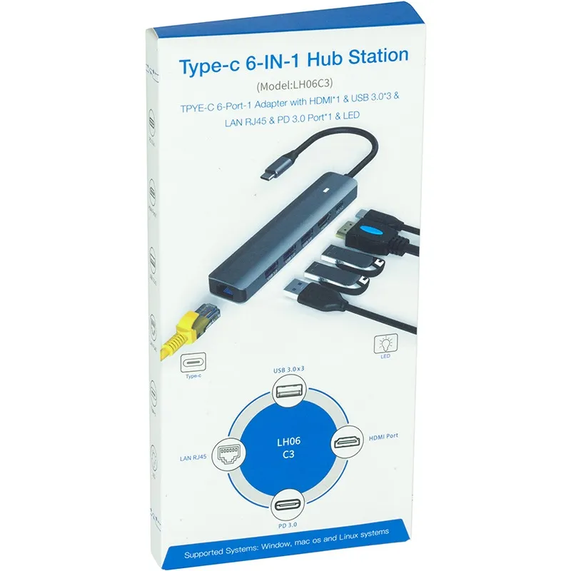 USB-хаб Blueendless USB Type-C 6-в-1 (CA913909) - мініатюра 4