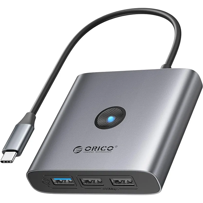 USB-хаб Orico FAX3-5P-GY-EP USB Type-C 3-в-1 Grey (CA914227) - зображення 1