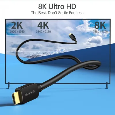 Кабель Choetech HDMI - HDMI V 2.1 (M/M), 2 м, Black (XHH-TP20) - мініатюра 3