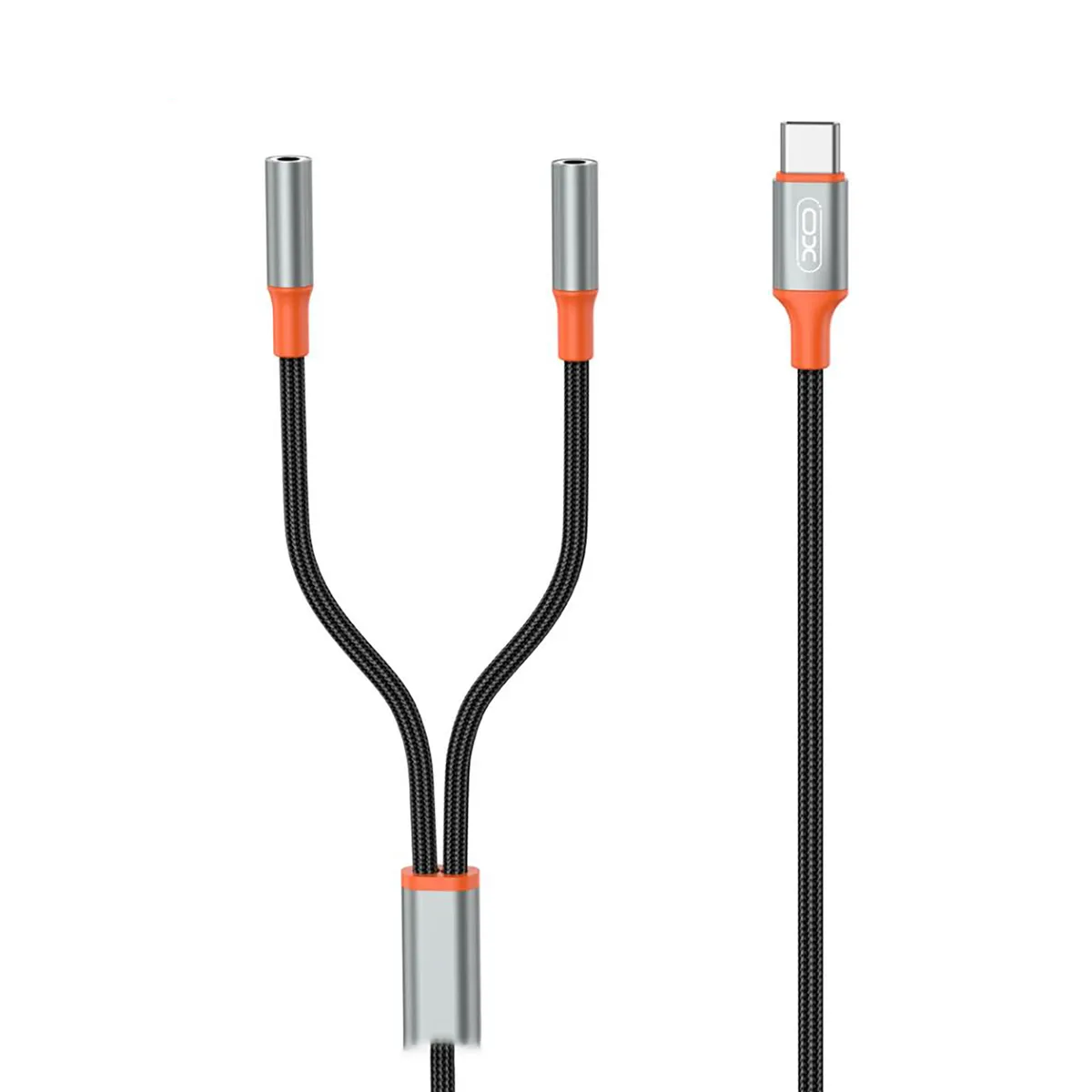 Кабель XO AUX 2х3.5 мм - USB Type-C (F/M), 1 м, Black (NB-R269B.black) - зображення 1