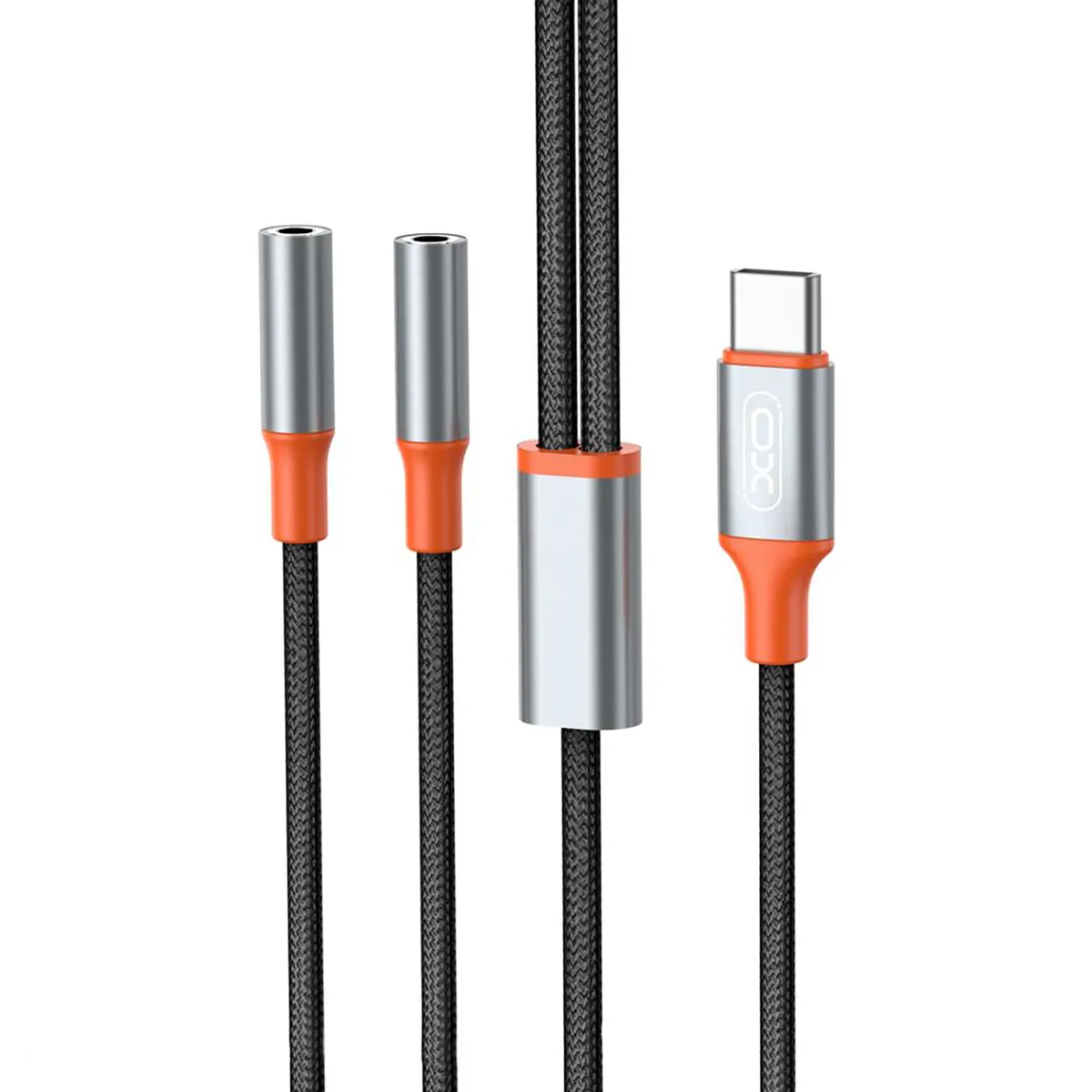 Кабель XO AUX 2х3.5 мм - USB Type-C (F/M), 1 м, Black (NB-R269B.black) - мініатюра 2