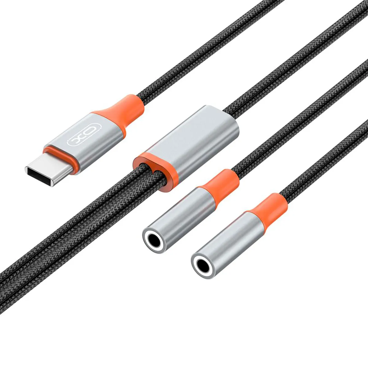 Кабель XO AUX 2х3.5 мм - USB Type-C (F/M), 1 м, Black (NB-R269B.black) - мініатюра 3