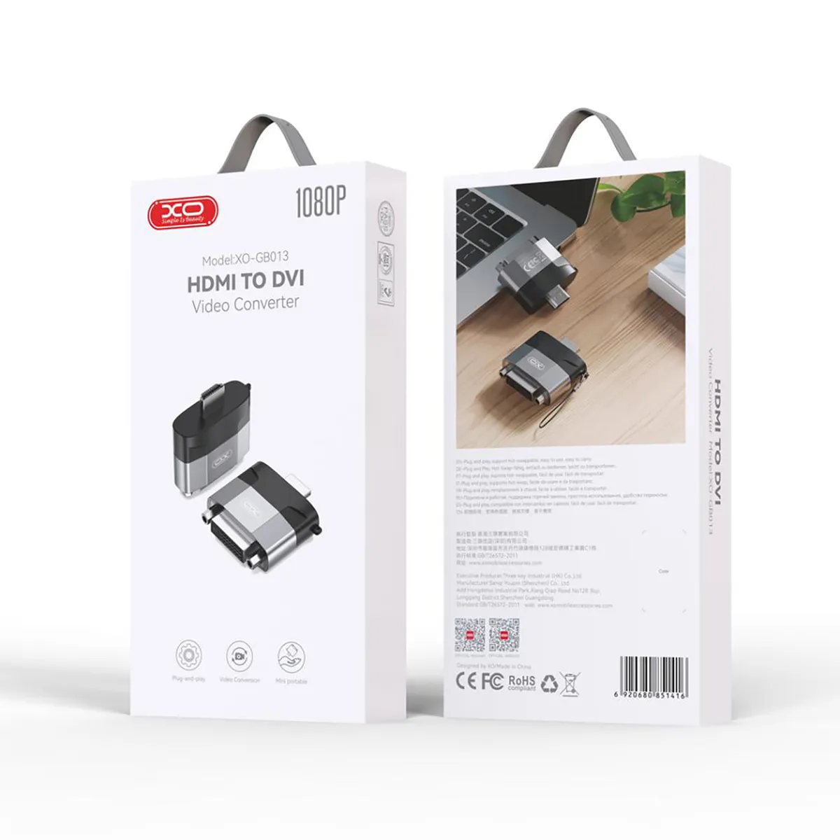 Адаптер XO HDMI-DVI (M/F) Black/Grey (GB013-HDMIDVI.tranish) - мініатюра 5