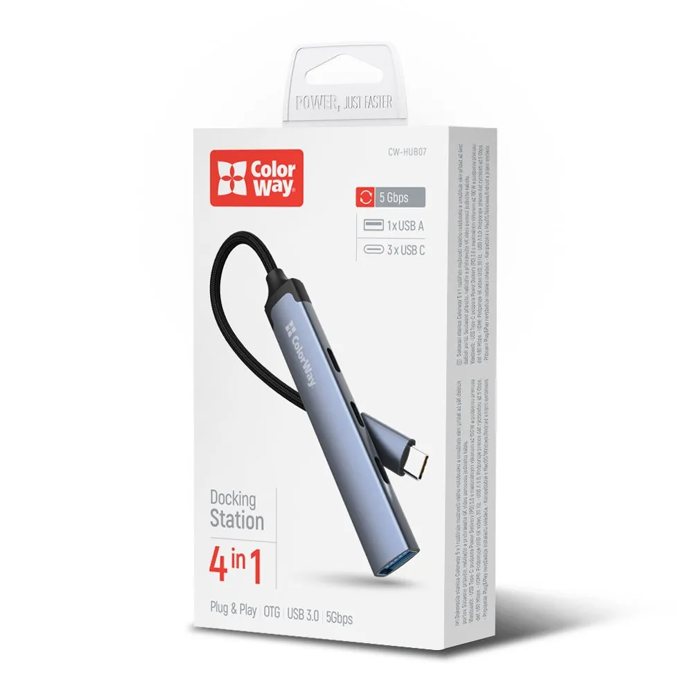 USB-хаб СolorWay USB Type-C 4-в-1 (CW-HUB07) - зображення 1