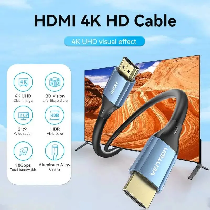 Кабель Vention HDMI - HDMI V 2.0 (M/M), 2 м, Blue (ALHSH) - мініатюра 4