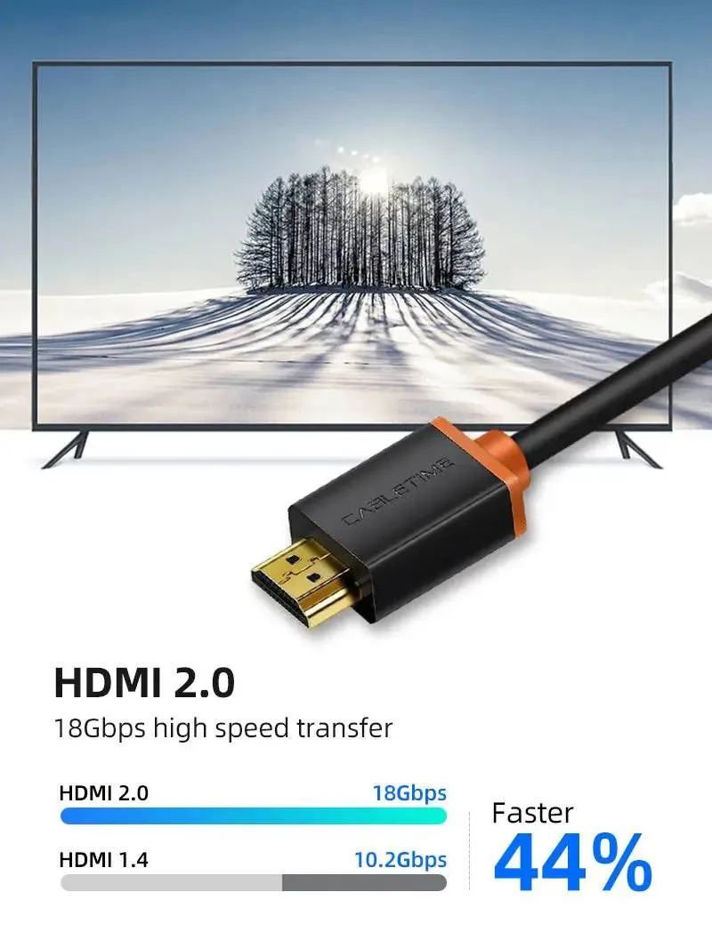 Кабель Cabletime HDMI - HDMI V 2.0 (M/M), 2 м, Black (CH23L) - мініатюра 4