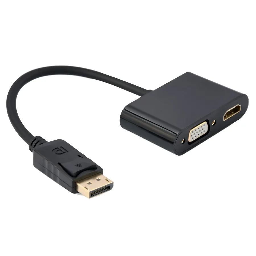 Адаптер Cablexpert DisplayPort - HDMI/VGA (M/F), 0.1 м, Black (A-DPM-HDMIFVGAF-01) - зображення 1