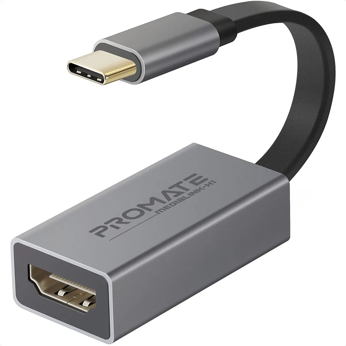 Адаптер Promate USB Type-C - HDMI (M/F) Grey (medialink-h1.grey) - зображення 1