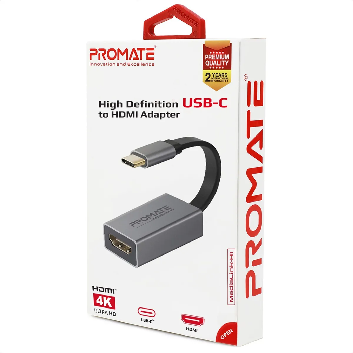 Адаптер Promate USB Type-C - HDMI (M/F) Grey (medialink-h1.grey) - мініатюра 7