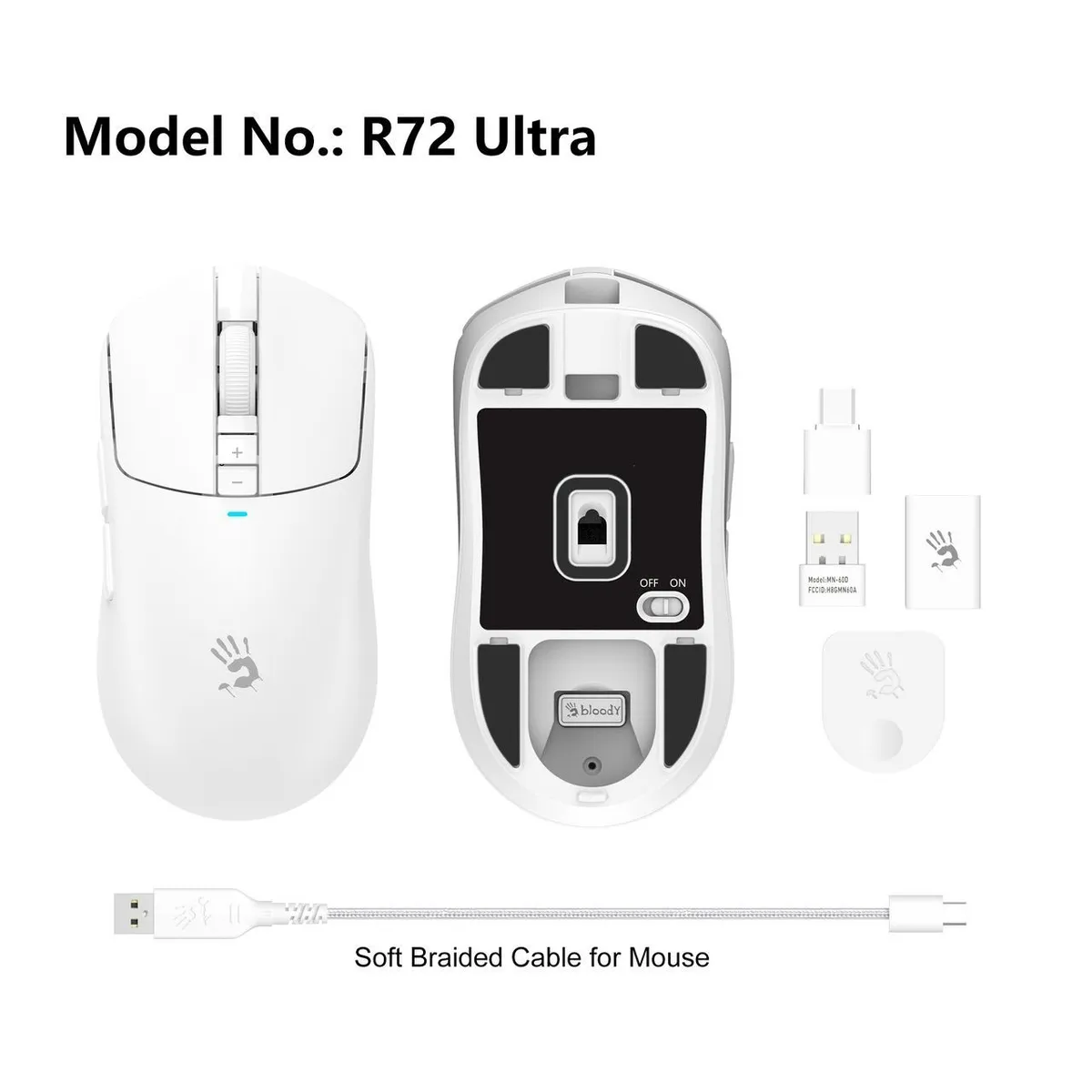 Миша бездротова Bloody R72 Ultra White - мініатюра 8