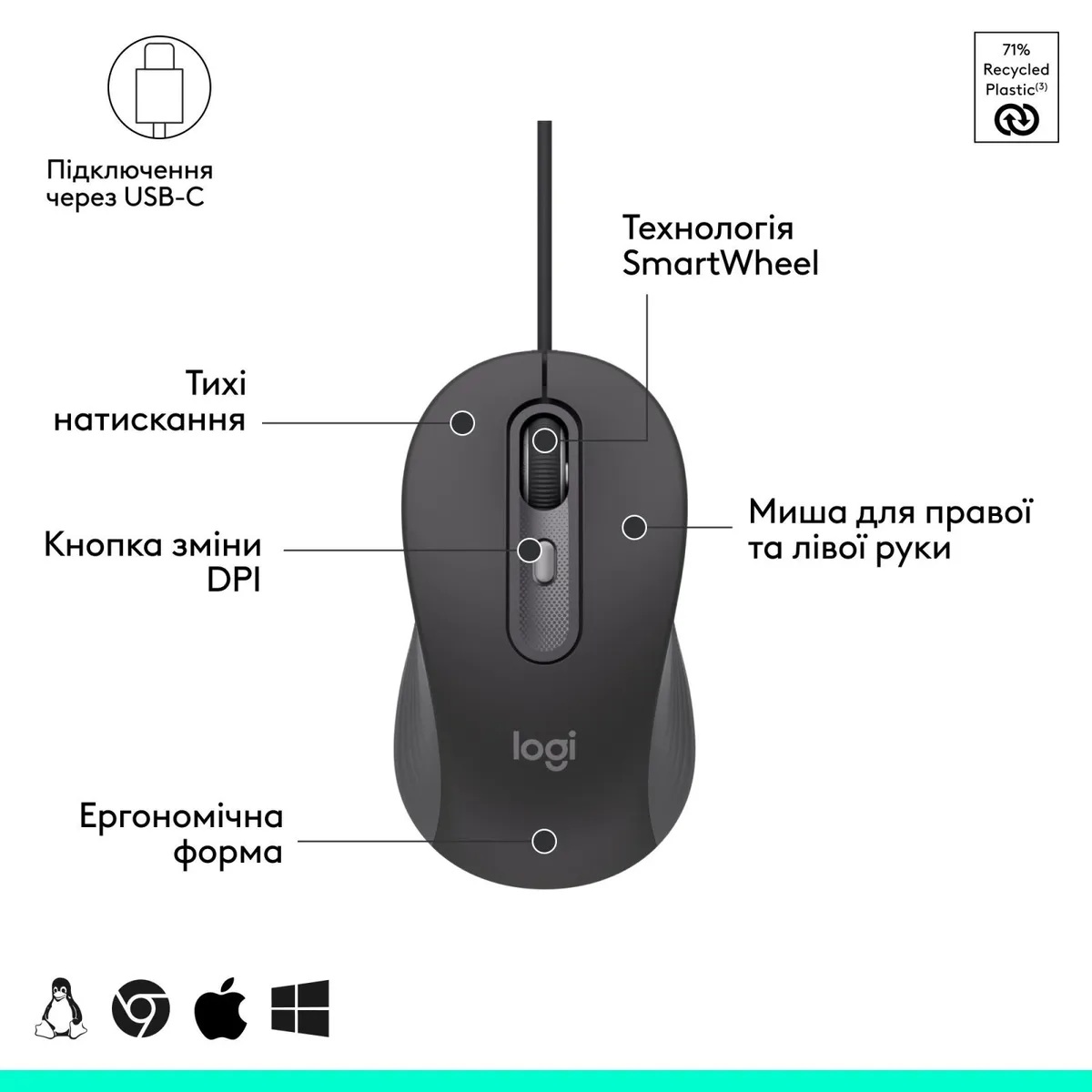 Миша Logitech Signature M520 Graphite (910-007511) - мініатюра 10