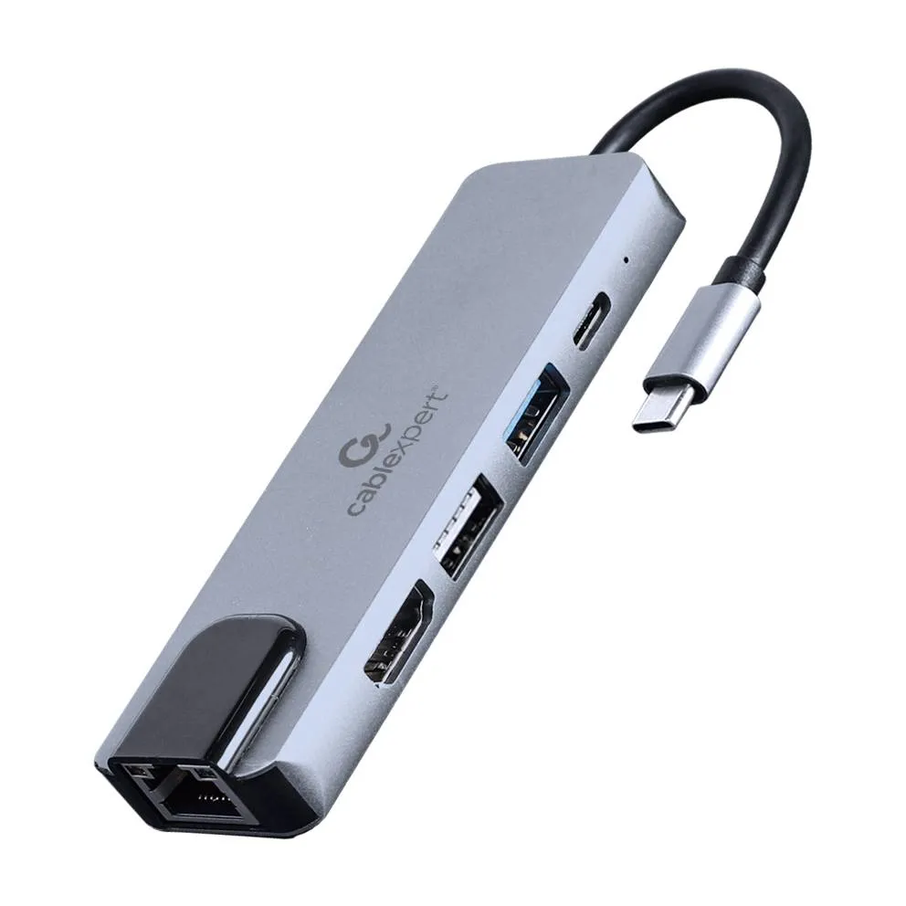 USB-хаб Cablexpert 5 ports USB Type-C Silver (A-CM-COMBO5-04) - зображення 1