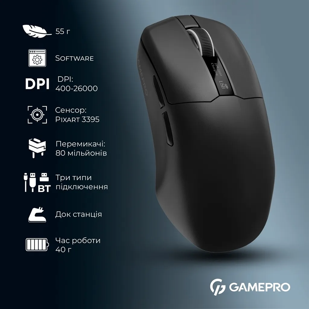 Миша бездротова GamePro Asgard Thor Black (GM023B) - мініатюра 11