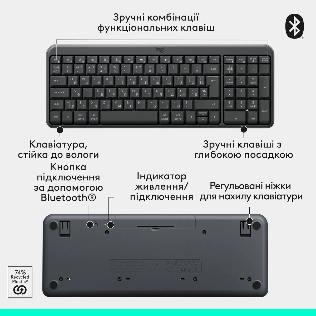 Комплект (клавіатура, миша) бездротовий Logitech MK250 Graphite (920-013823) - мініатюра 10