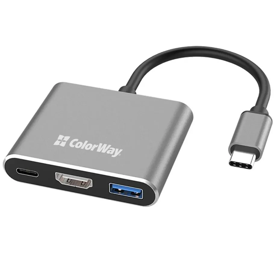 USB-хаб СolorWay USB Type-C 3-в-1 (CW-HUB08) - зображення 1