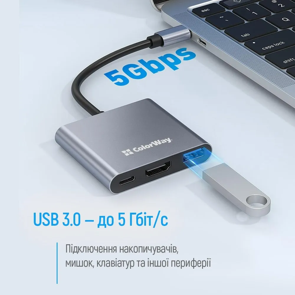 USB-хаб СolorWay USB Type-C 3-в-1 (CW-HUB08) - мініатюра 5