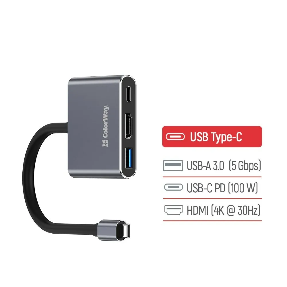 USB-хаб СolorWay USB Type-C 3-в-1 (CW-HUB08) - мініатюра 8