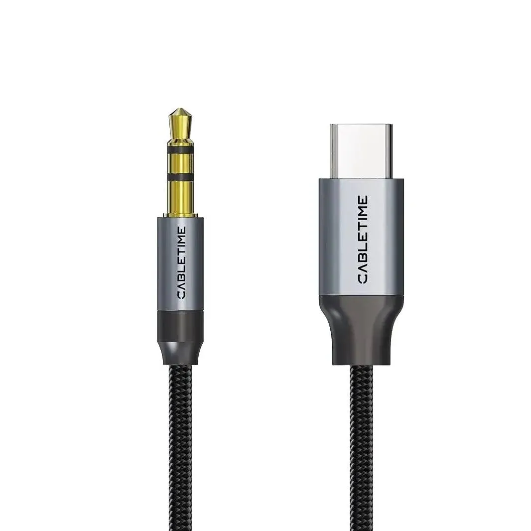 Кабель Cabletime USB Type-C - Audio 3.5 мм (M/M), 1 м, Black (CF16H) - зображення 1