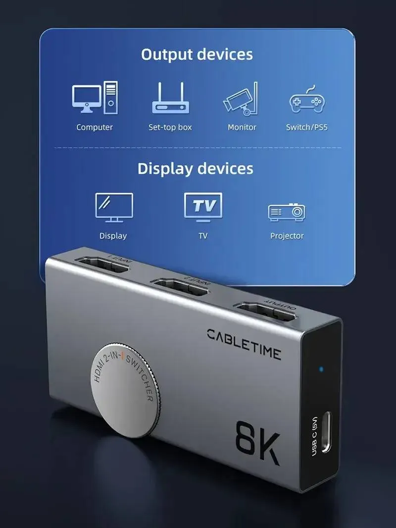 Сплітер Cabletime 4К HDMI Black (CP34G) - мініатюра 2