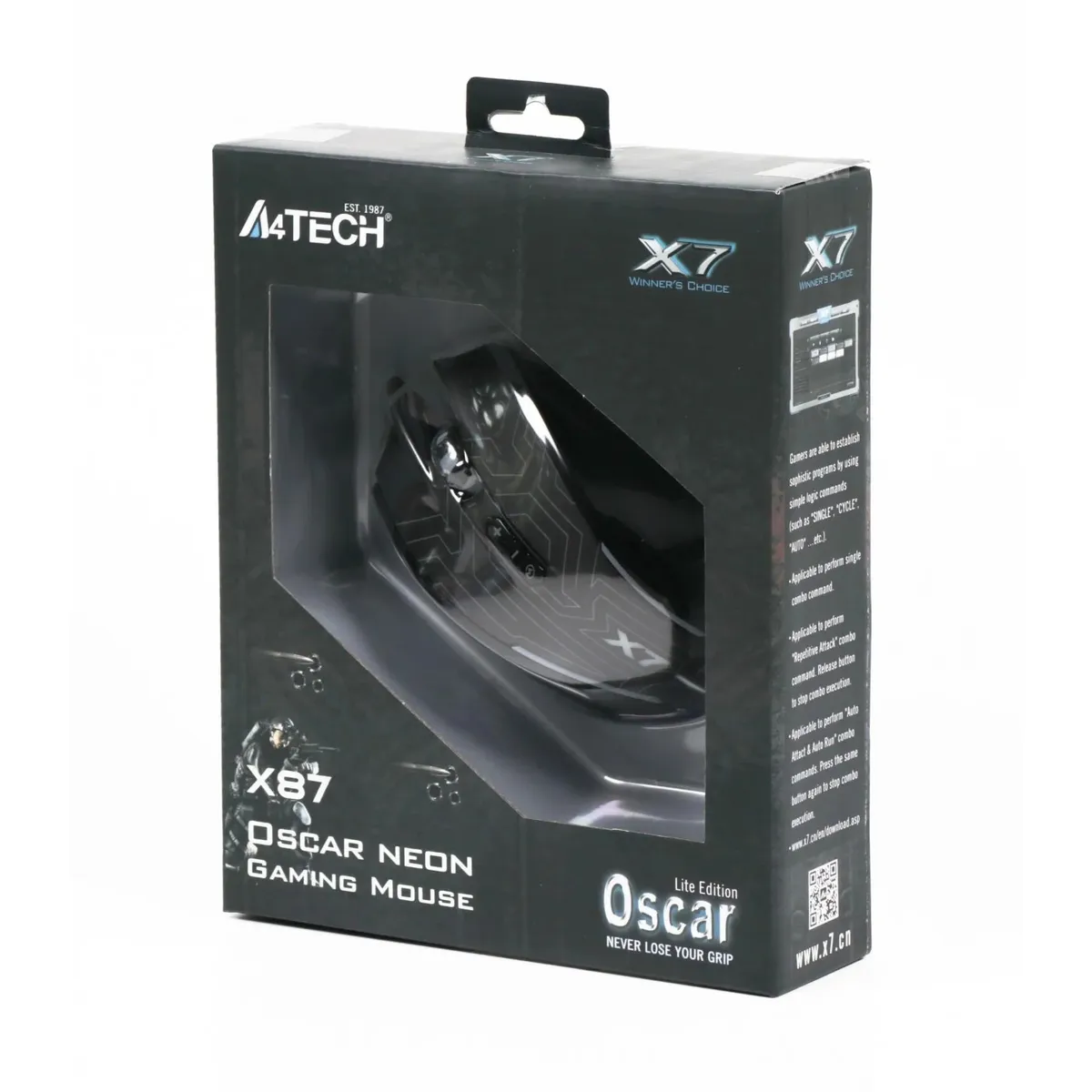 Миша A4Tech X87 Oscar Neon Black USB - зображення 1