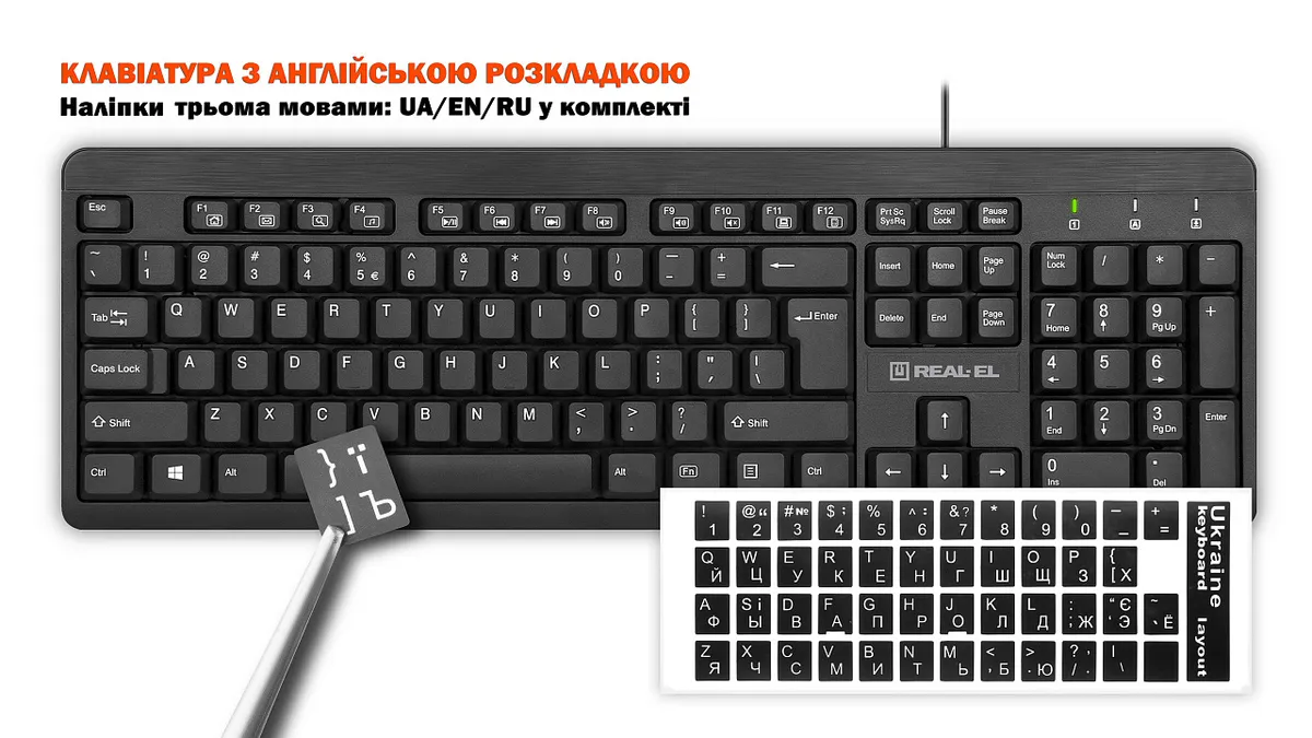 Комплект (клавіатура, миша) REAL-EL Standard 504 Kit Black (EL123100037) - мініатюра 2