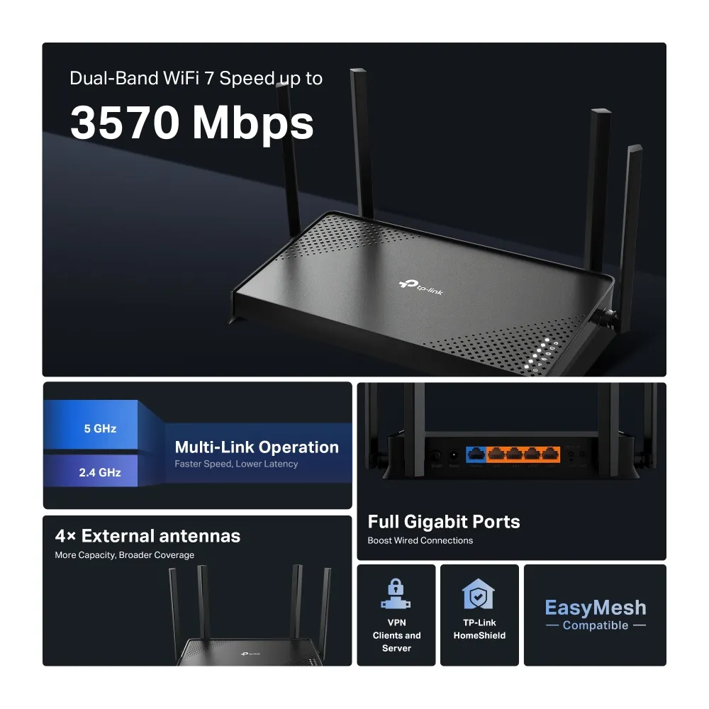 Бездротовий маршрутизатор TP-Link Archer BE220 - мініатюра 4