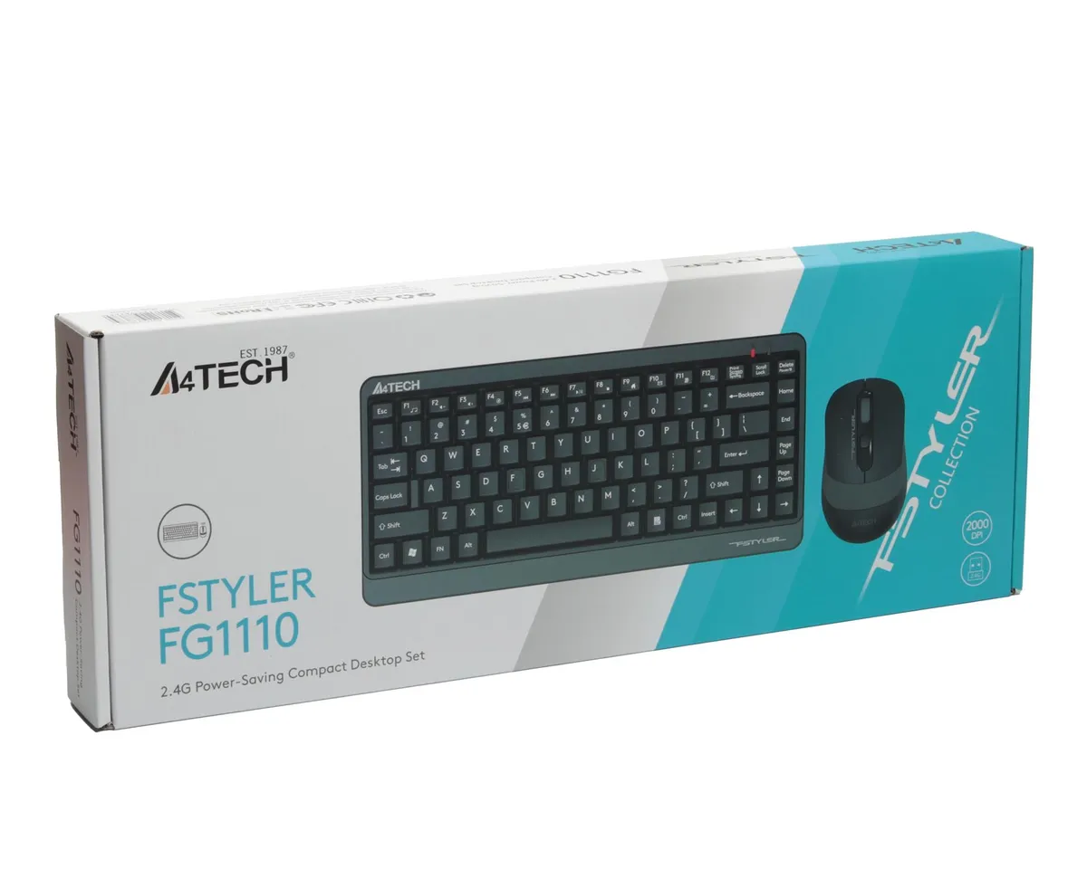 Комплект (клавіатура, миша) бездротовий A4Tech FG1110 Grey - мініатюра 2