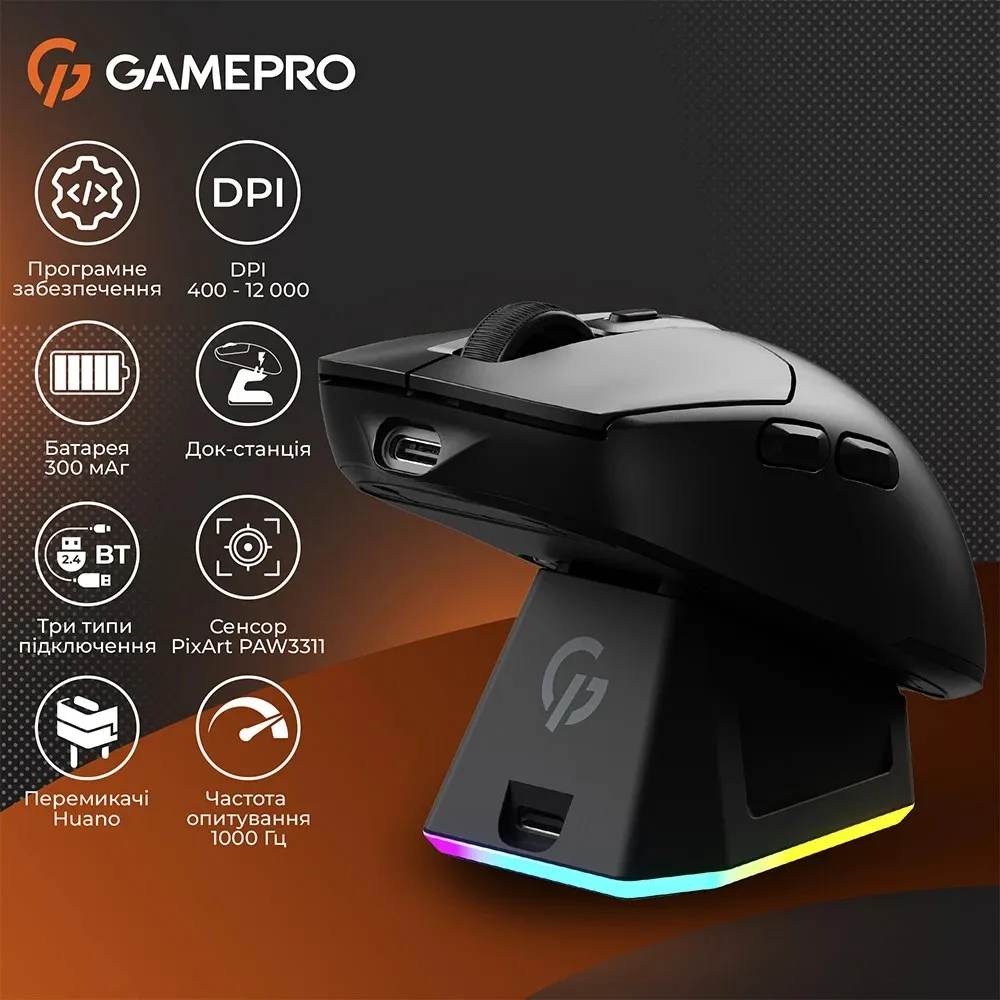 Миша бездротова GamePro Genesis Airmaster Black (GM167B) - мініатюра 11