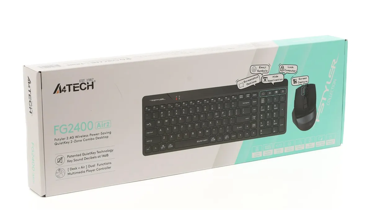 Комплект (клавіатура, миша) бездротовий A4Tech Fstyler FG2400 Air2 Black - мініатюра 4