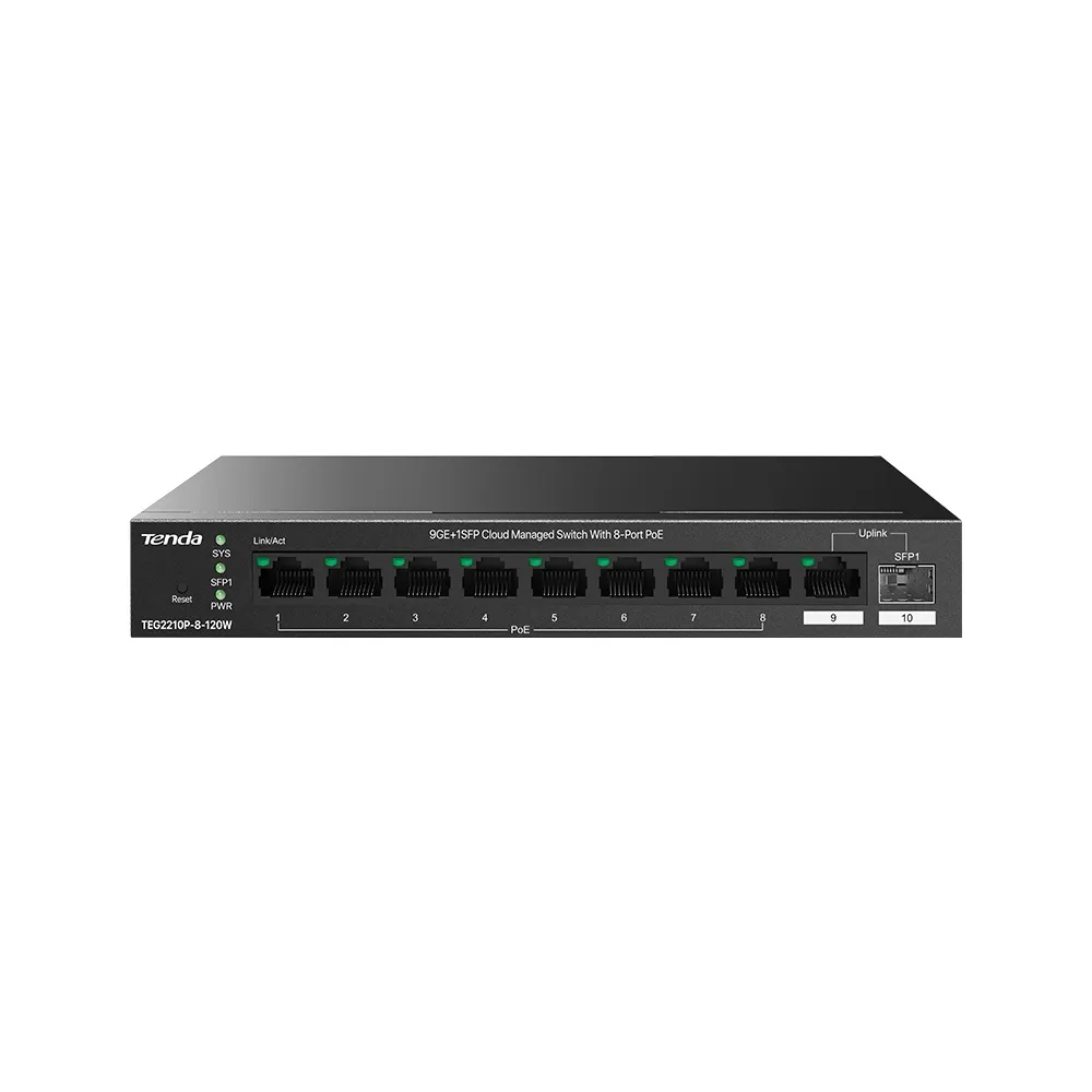 Комутатор Tenda TEG2210P-8-120W - мініатюра 2