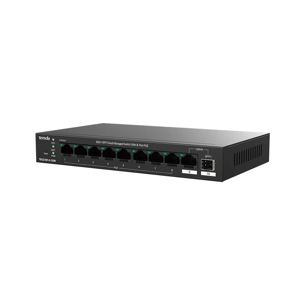 Комутатор Tenda TEG2210P-8-120W - мініатюра 3