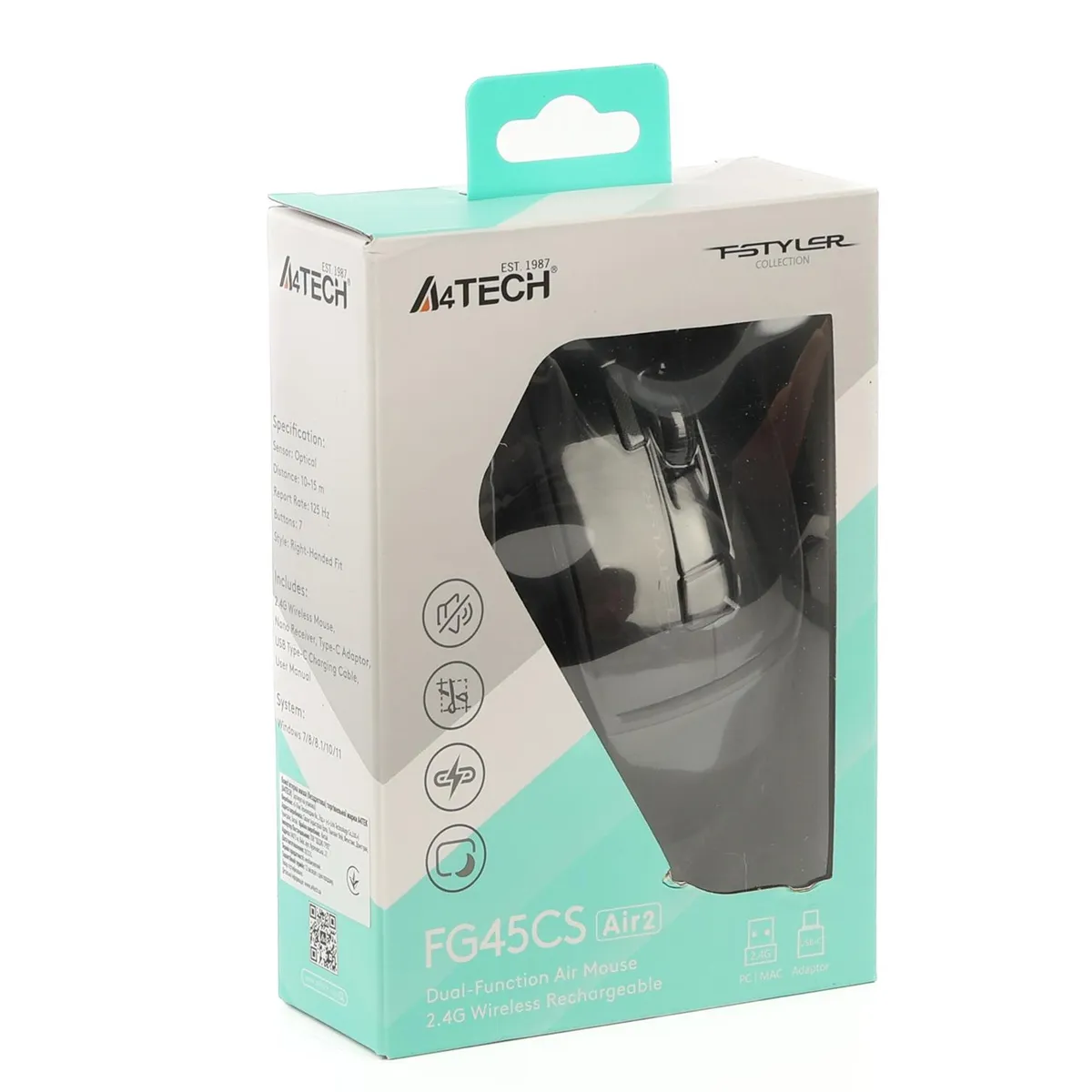 Миша бездротова A4Tech Fstyler FG45CS Air2 Stone Grey - мініатюра 8