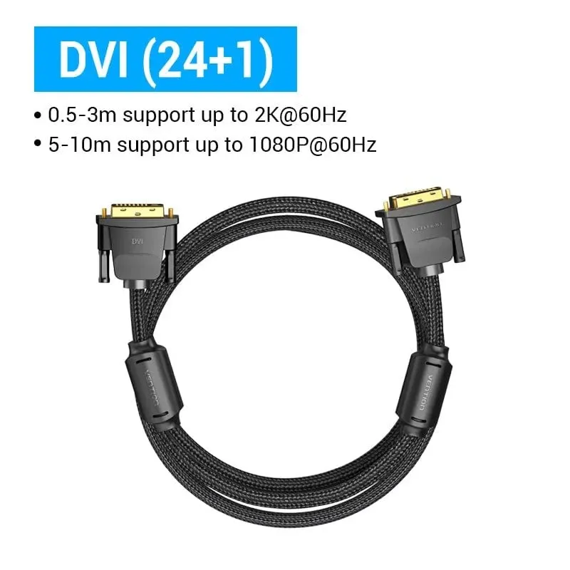 Кабель Vention DVI - DVI (M/M), 8 м, Black (EAEBK) - мініатюра 2
