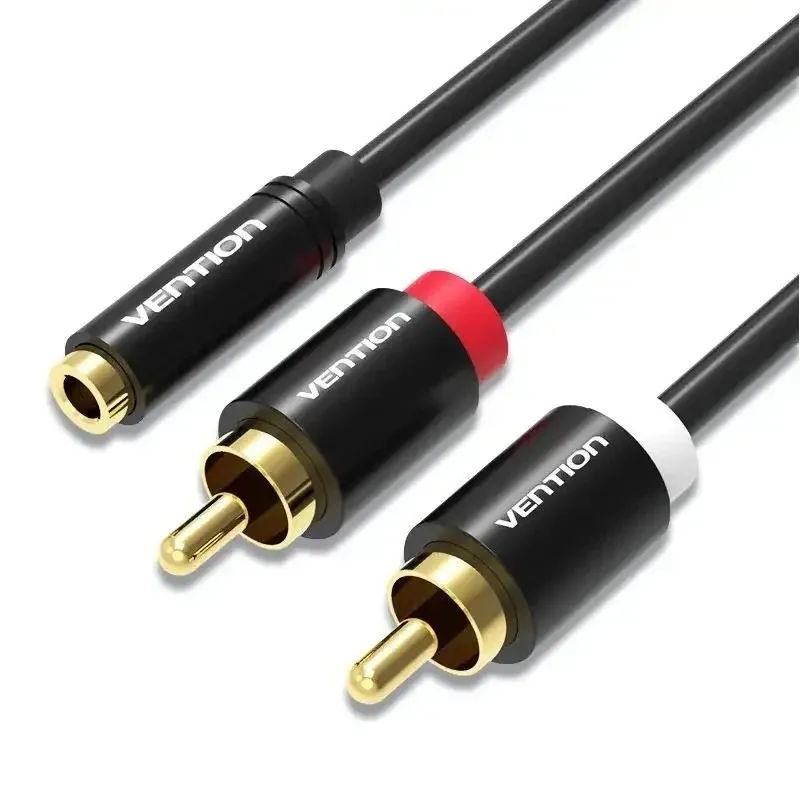 Кабель Vention 3.5 мм - 2хRCA (F/M), 1 м, Black (VAB-R01-B100) - зображення 1