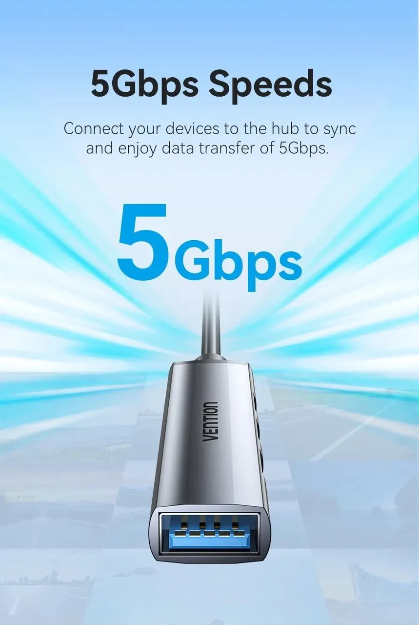 USB-хаб Vention CKPHB 4 ports Grey - зображення 1