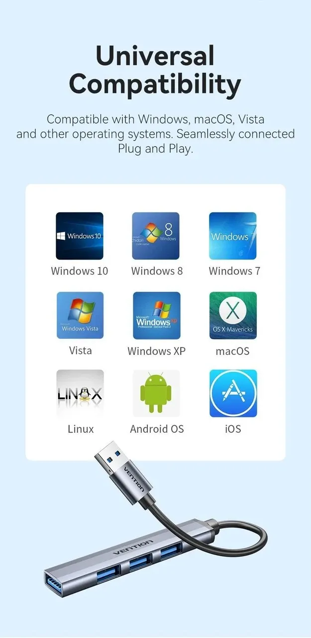 USB-хаб Vention CKPHB 4 ports Grey - мініатюра 2