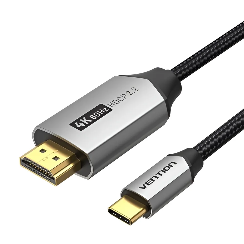 Кабель Vention HDMI - USB Type-C (M/M), V 2.0, 1.5 м, чорний/сірий (CRBBG) - мініатюра 3