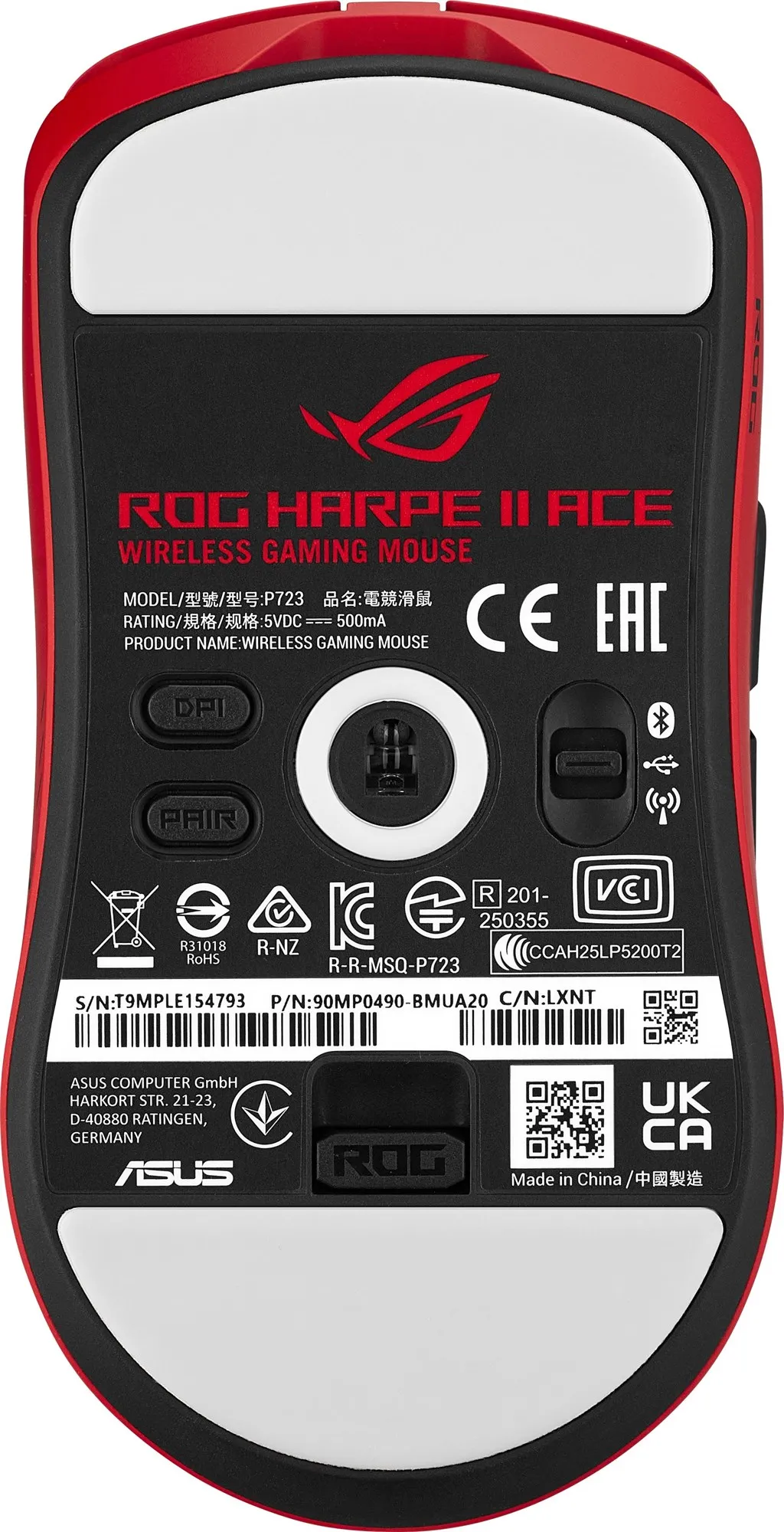 Миша бездротова Asus ROG Harpe II Ace Red (90MP0490-BMUA20) - мініатюра 6