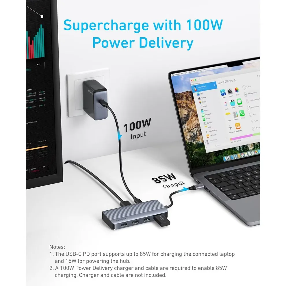 USB-хаб Anker USB-C 7-в-1 Black (A83740A2) - мініатюра 2