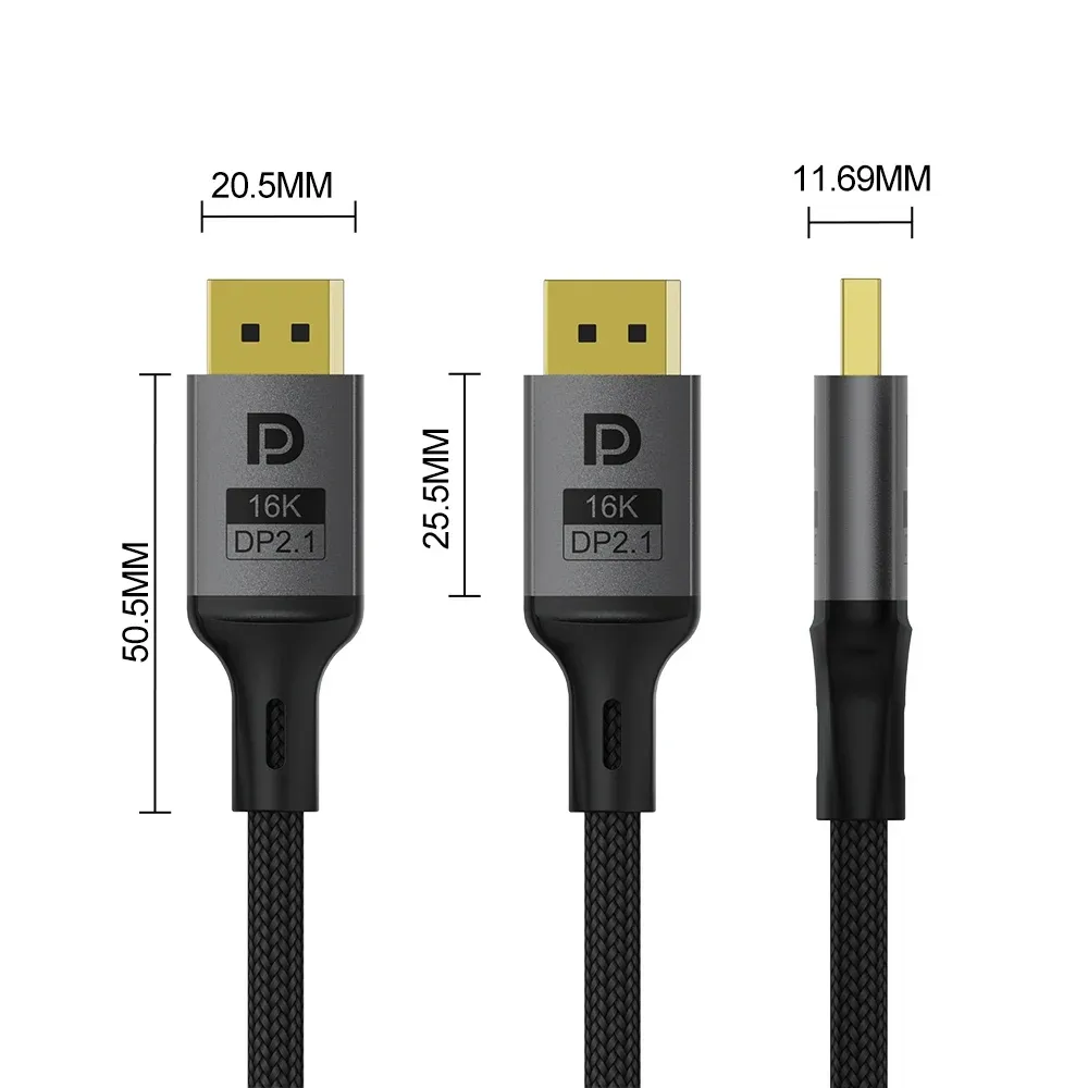 Кабель ColorWay DisplayPort-DisplayPort V2.1 16K 3м, Black (CW-CBDP092-BK) - мініатюра 11