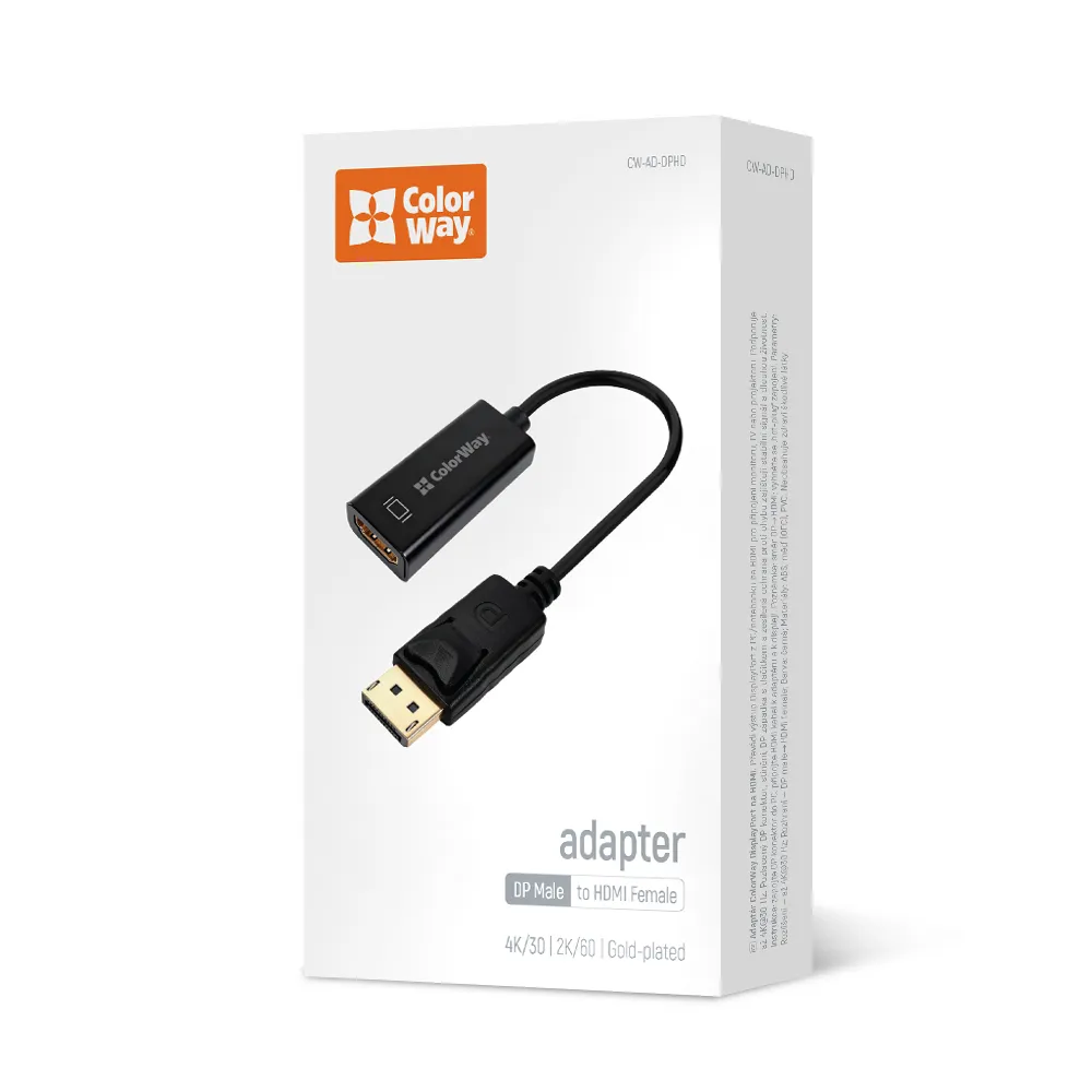 Адаптер Colorway DisplayPort - HDMI (M/F) 4K/30 Гц Black (CW-AD-DPHD) - мініатюра 12