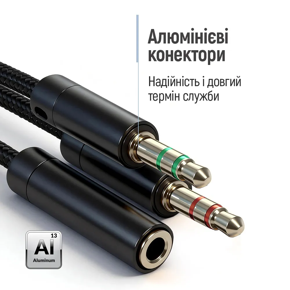 Адаптер ColorWay 3.5 мм - 2х3.5 мм (F/M), 1 м, Black (CW-AD-J2MJ) - мініатюра 6
